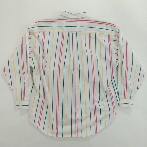 Vintage Optimistic Button Front Shirt Size L Vertical Stripes White - Picture 2 of 4